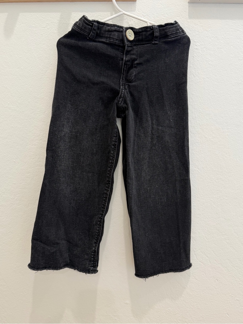 Zara Kids Black Straight-Leg Jeans with Raw Hem